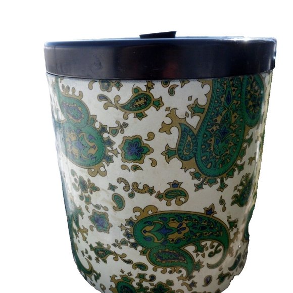 Vintage Kitchen Canister Set Takahashi Nesting Container Green Paisley Tray MCM - Picture 3 of 13
